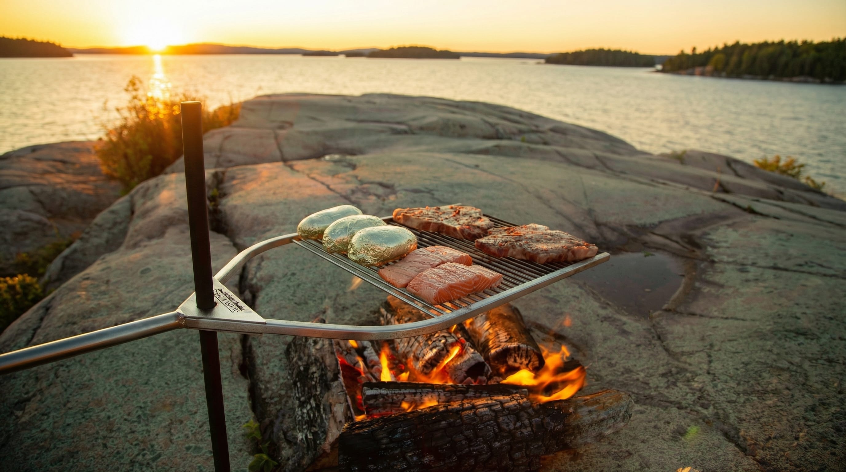 Grille BBQ ajustable avec piquet de sol