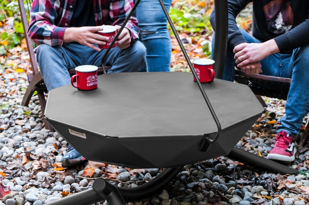 Steel lid in an outdoor setting