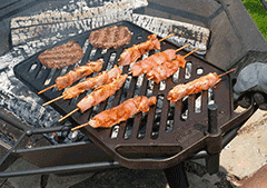 Steel BBQ Grill plate over a small steel fire pit